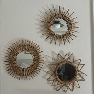 Set of 3 Urban Outfitters Sunburst Mirrors